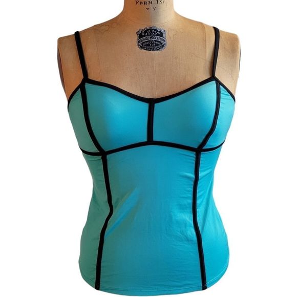 Jag Teal and Black Bathing Suit Tankini Top Extra Small - Picture 1 of 3